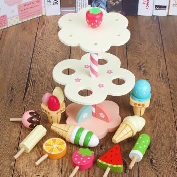 Großhandel B2B Eis Set Dessert Simulierter Eiscreme Stand aus Holz